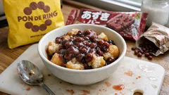 材料2つで即席ぜんざい：ポン・デ・リング×あずきバーをレンジでとろっと