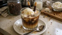 バニラアイスとポッキーで簡単、ひんやり楽しむアフォガート風コーヒー