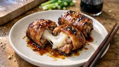 フライパンひとつで外カリ中とろ〜り。甘辛だれの豚バラ肉巻き餅レシピ