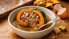 炊飯器におまかせでほくほく、かぼちゃの肉詰め—スープまで一度にできる簡単レシピ