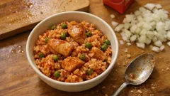 炊飯器におまかせ：トマトジュースで炊くコク旨チキンライス