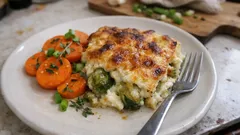 混ぜて流して焼くだけ：芽キャベツのチーズオーブン焼きがこんがりクリーミーに