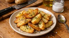 揚げないのに外カリッ・中ほくっ。レンジ+フライパンで作るフライドポテト