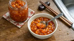 砂糖控えめでもしっかり濃厚。柿とりんごのジャム、オレンジの香りで作る秋の瓶詰め