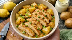 鶏むねがパサつかない、じゃがいものマスタードレモン和え｜作り置きにも