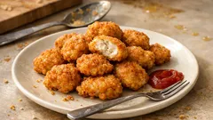 成形いらず、スプーンで落として揚げ焼き：外カリ中ふわの簡単チキンナゲット